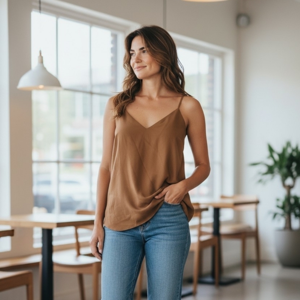 EXPRESS Conscious Edit Brown V-Neck Cami Tank. Size XS